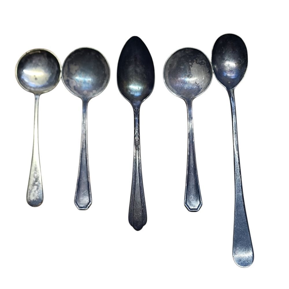 Vintage Silver Plated Spoon Lot Of 5 Mixed All Stamped